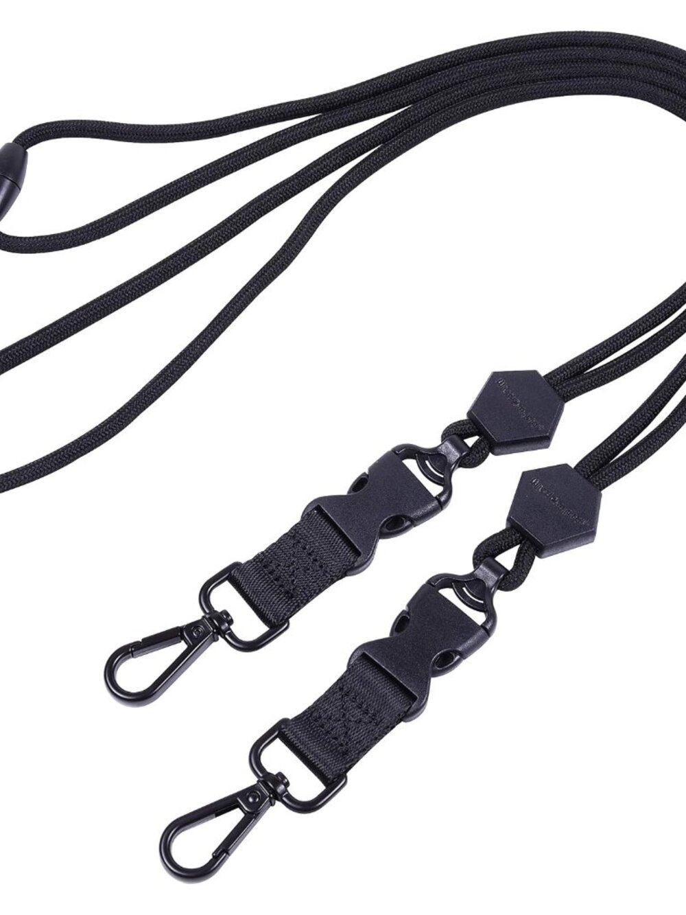2 Pack 23" Lanyard with Safety Breakaway Buckle - Black and Black